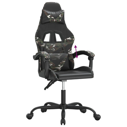 Gaming Chair Black and Camouflage Faux leather, metal, plywood, foam