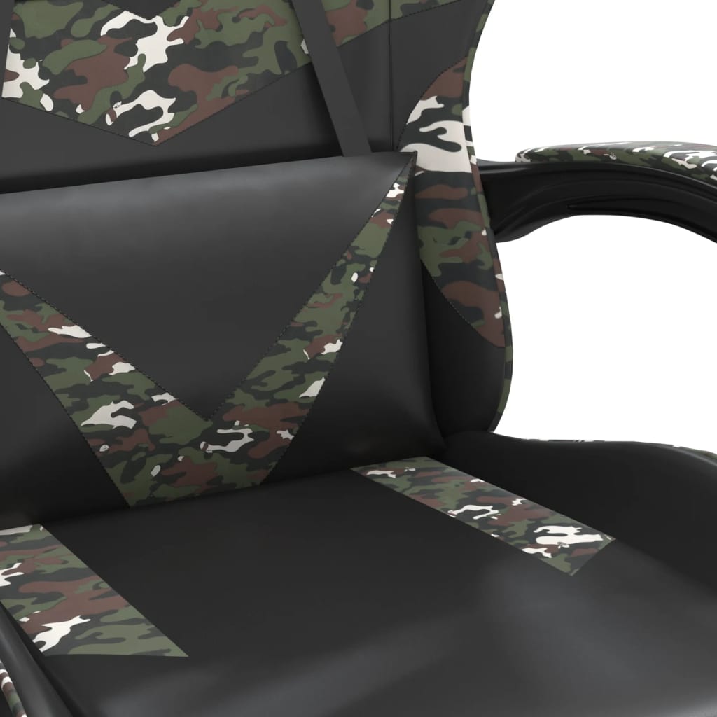Gaming Chair Black and Camouflage Faux leather, metal, plywood, foam