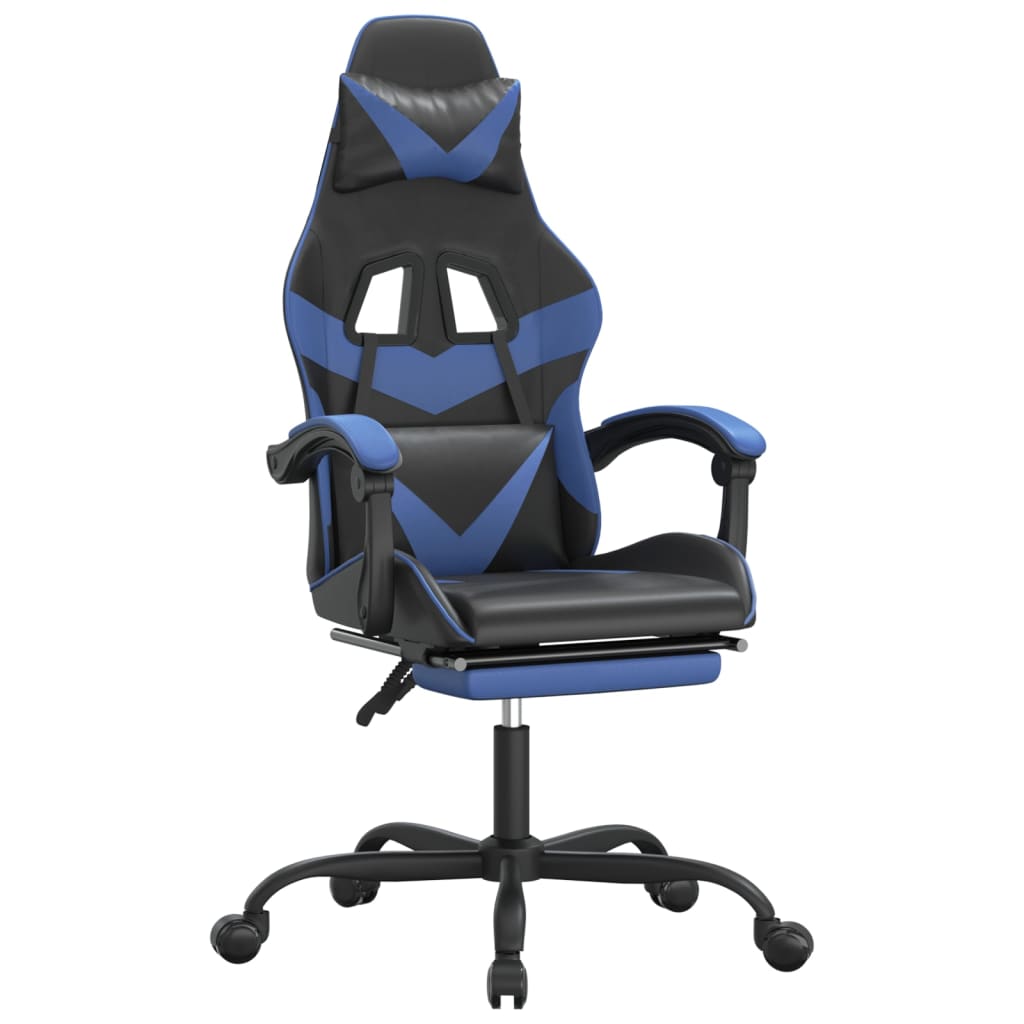 Gaming Chair Black and Blue Faux leather, metal and plywood Large