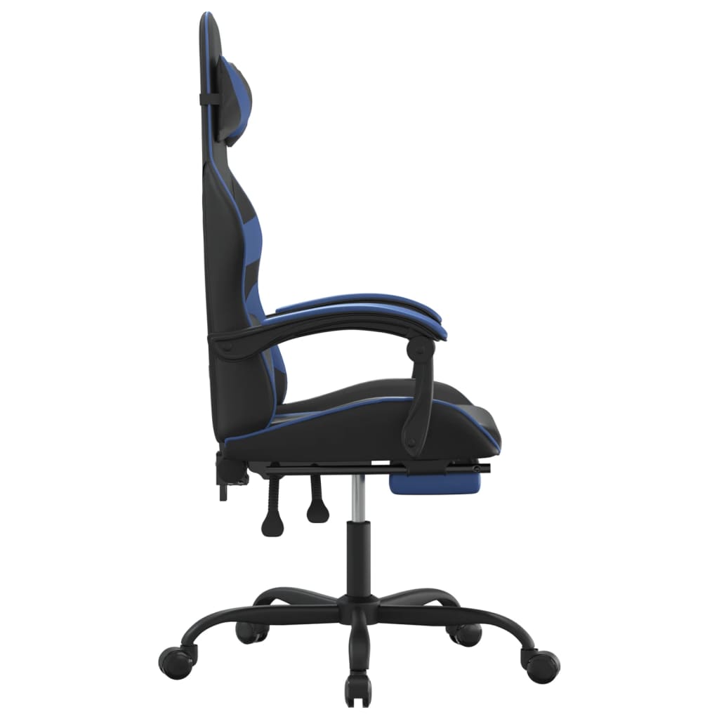 Gaming Chair Black and Blue Faux leather, metal and plywood Large