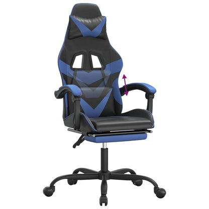 Gaming Chair Black and Blue Faux leather, metal and plywood Large