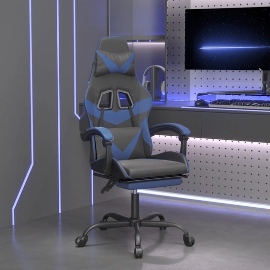 Gaming Chair Black and Blue Faux leather, metal and plywood Large