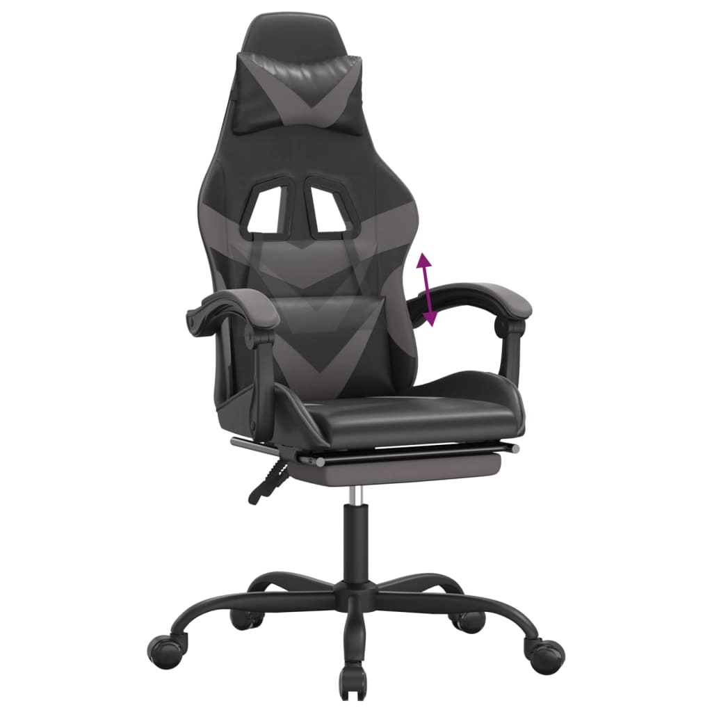 Gaming Chair Black Faux leather Standard Gaming Chair Size