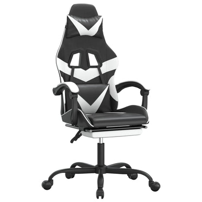 Gaming Chair Black and White Faux leather, Metal, Plywood, Foam