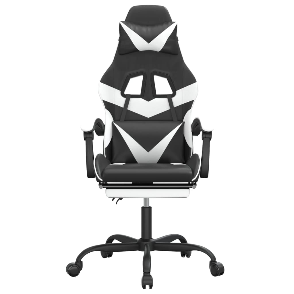 Gaming Chair Black and White Faux leather, Metal, Plywood, Foam