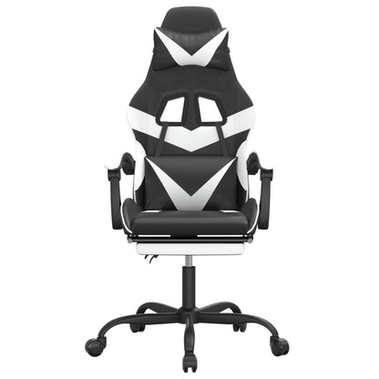 Gaming Chair Black and White Faux leather, Metal, Plywood, Foam