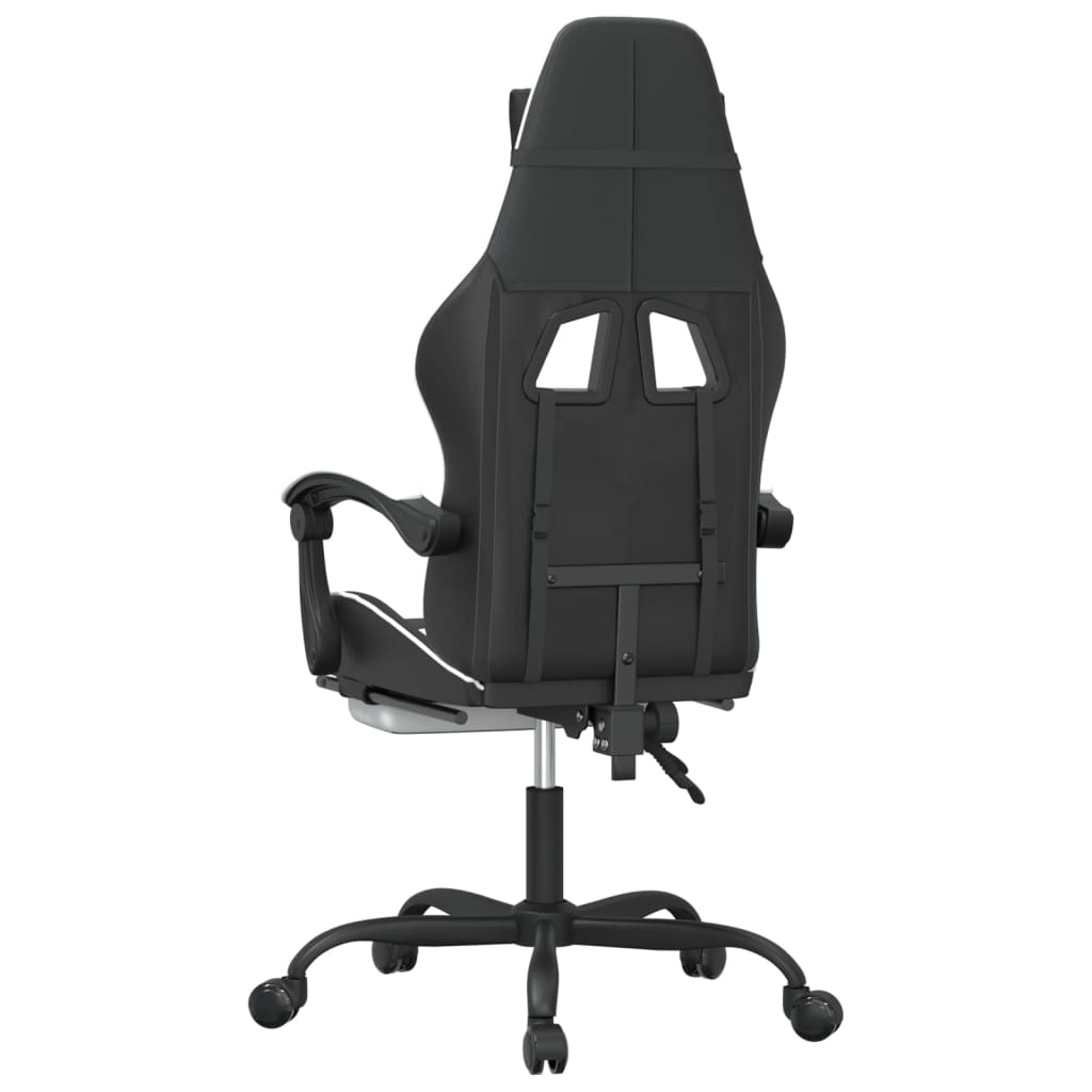 Gaming Chair Black and White Faux leather, Metal, Plywood, Foam
