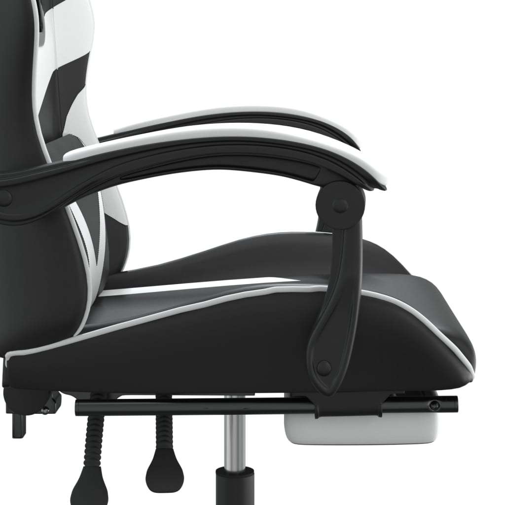 Gaming Chair Black and White Faux leather, Metal, Plywood, Foam