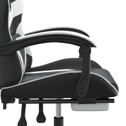 Gaming Chair Black and White Faux leather, Metal, Plywood, Foam