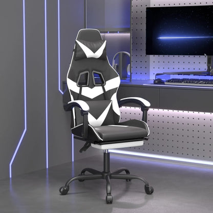 Gaming Chair Black and White Faux leather, Metal, Plywood, Foam