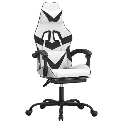 Gaming Chair White and Black Faux Leather, Metal, Plywood