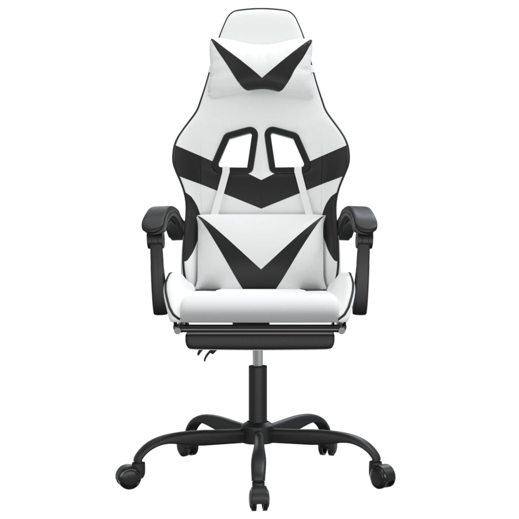 Gaming Chair White and Black Faux Leather, Metal, Plywood