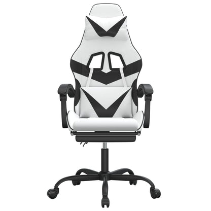 Gaming Chair White and Black Faux Leather, Metal, Plywood