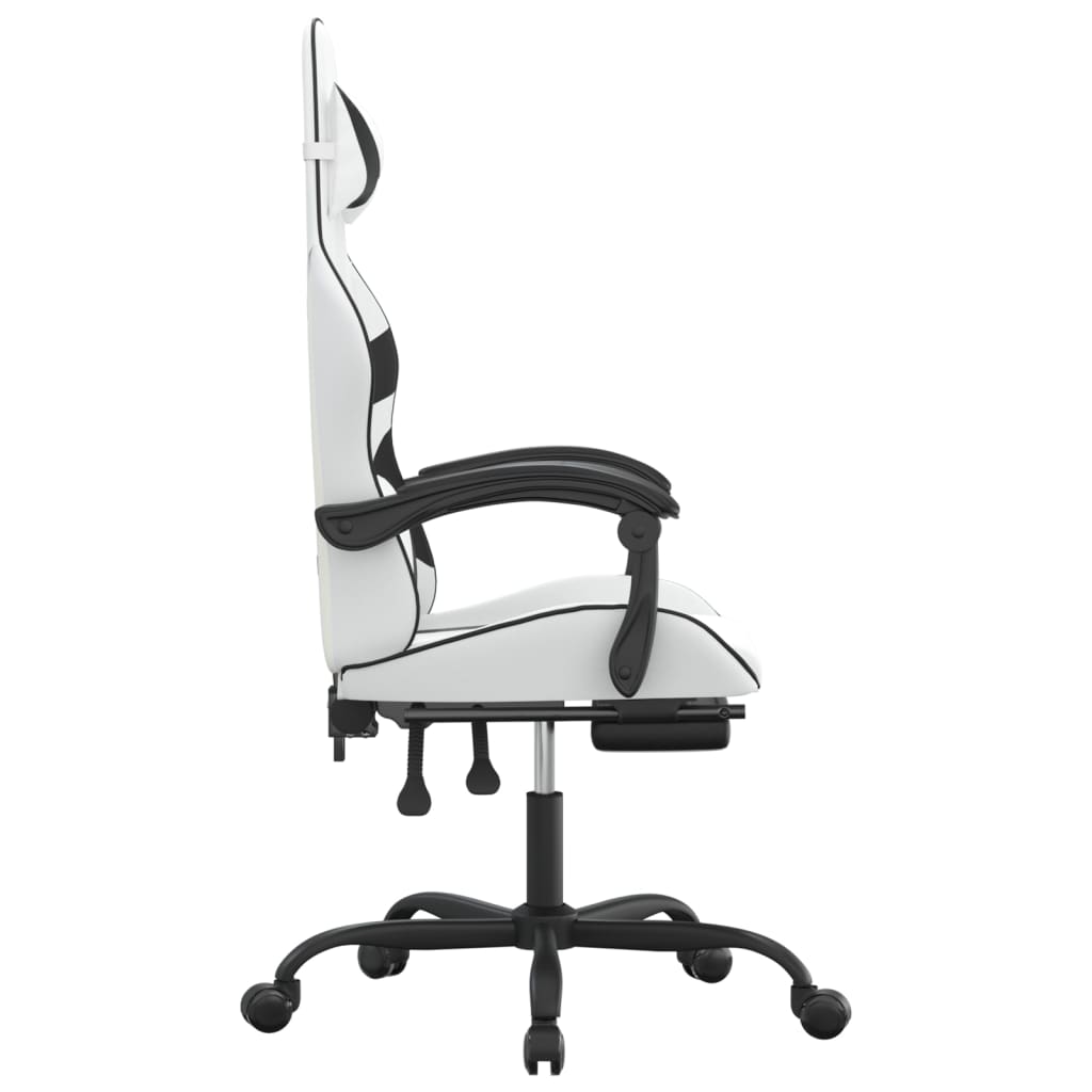 Gaming Chair White and Black Faux Leather, Metal, Plywood