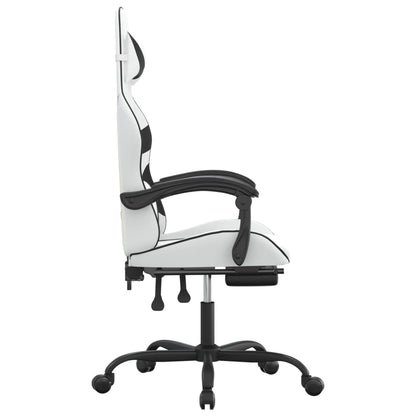 Gaming Chair White and Black Faux Leather, Metal, Plywood