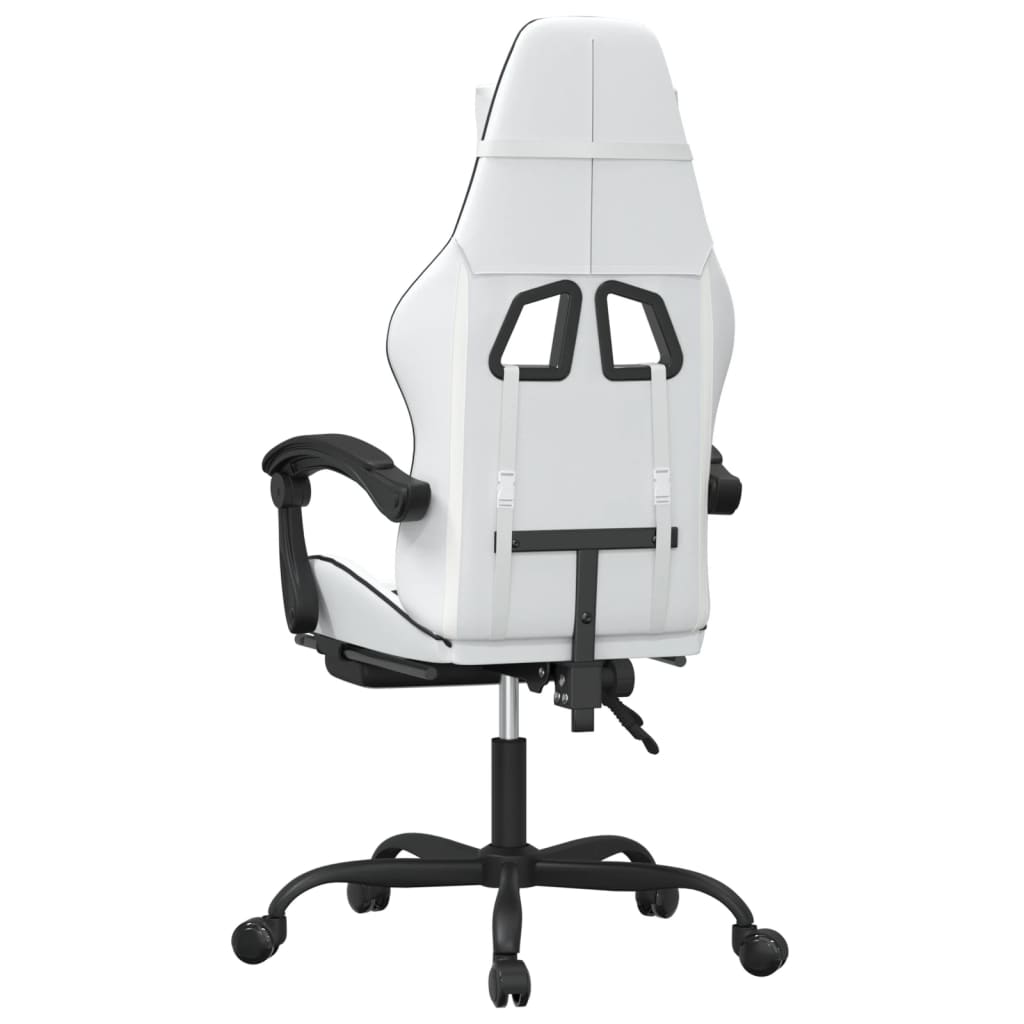 Gaming Chair White and Black Faux Leather, Metal, Plywood