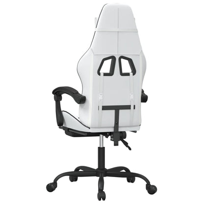Gaming Chair White and Black Faux Leather, Metal, Plywood