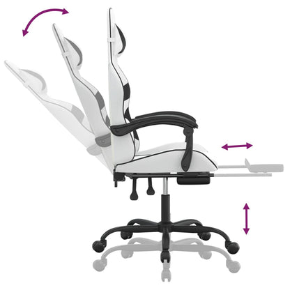 Gaming Chair White and Black Faux Leather, Metal, Plywood