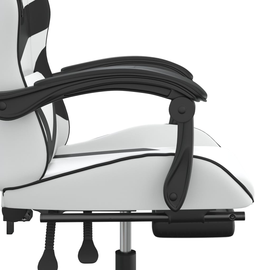 Gaming Chair White and Black Faux Leather, Metal, Plywood