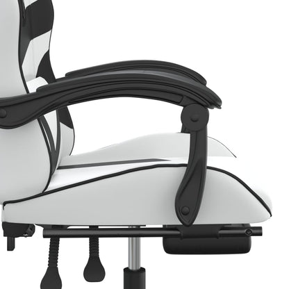 Gaming Chair White and Black Faux Leather, Metal, Plywood