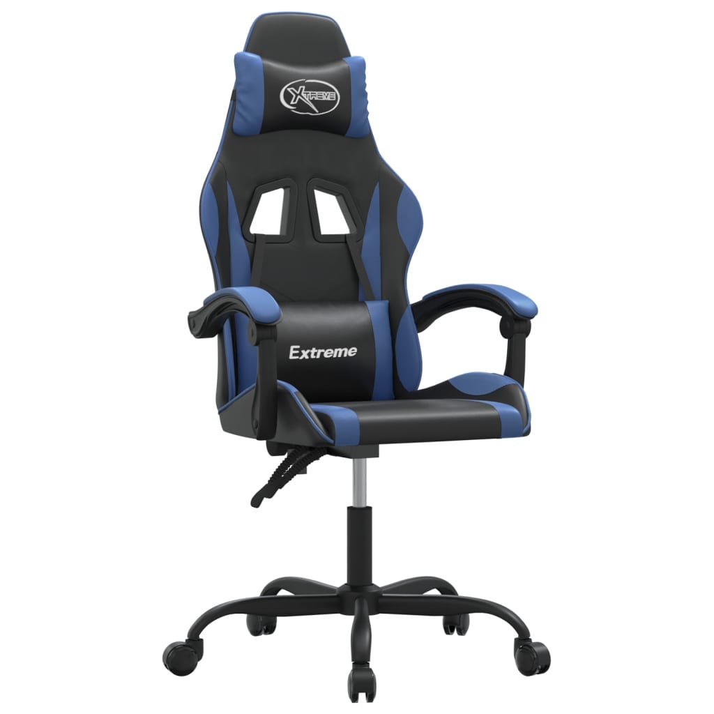Gaming Chair Black and Blue Faux leather, Metal, Plywood Medium