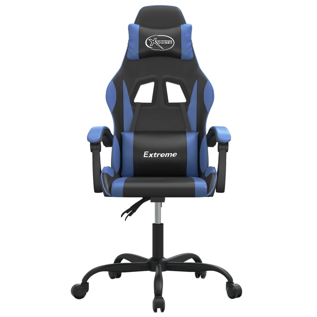 Gaming Chair Black and Blue Faux leather, Metal, Plywood Medium