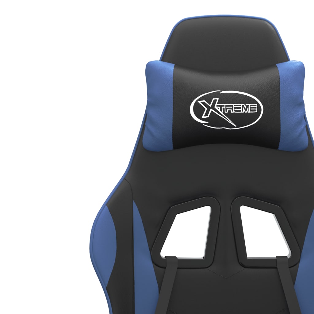 Gaming Chair Black and Blue Faux leather, Metal, Plywood Medium