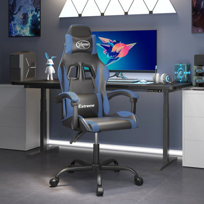 Gaming Chair Black and Blue Faux leather, Metal, Plywood Medium