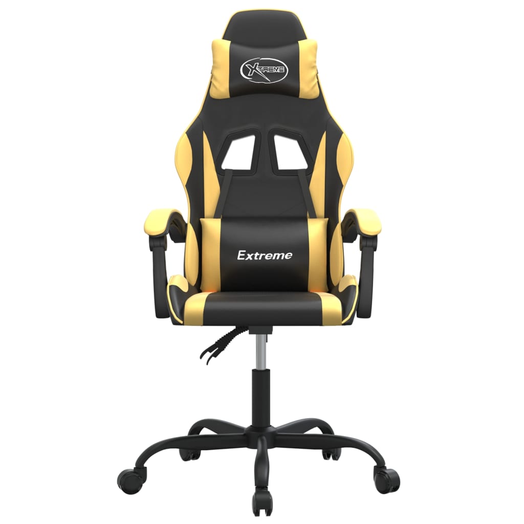 Gaming Chair Black and Gold Faux Leather