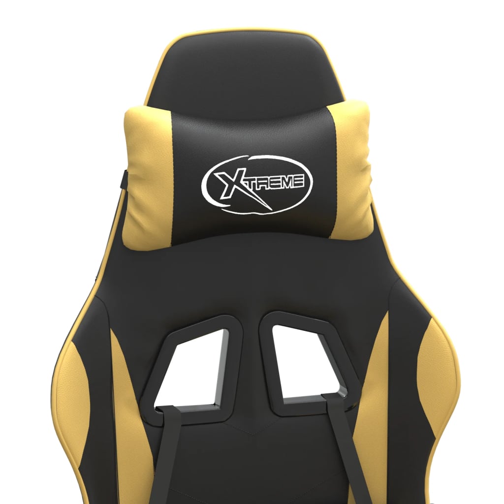 Gaming Chair Black and Gold Faux Leather