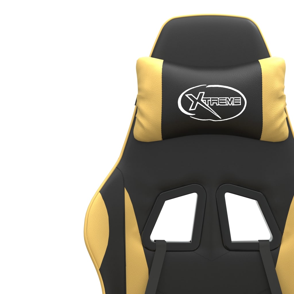 Gaming Chair Black and Gold Faux Leather
