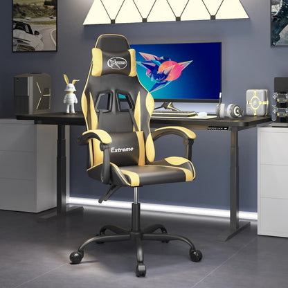 Gaming Chair Black and Gold Faux Leather