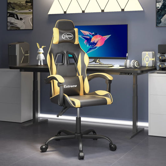 Gaming Chair Black and Gold Faux Leather