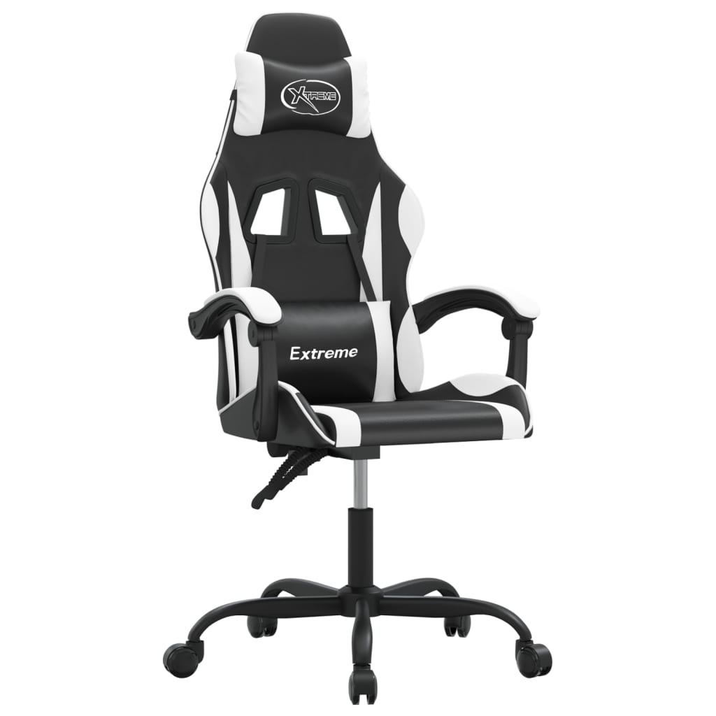 Gaming Chair Black and white Faux leather, metal, plywood