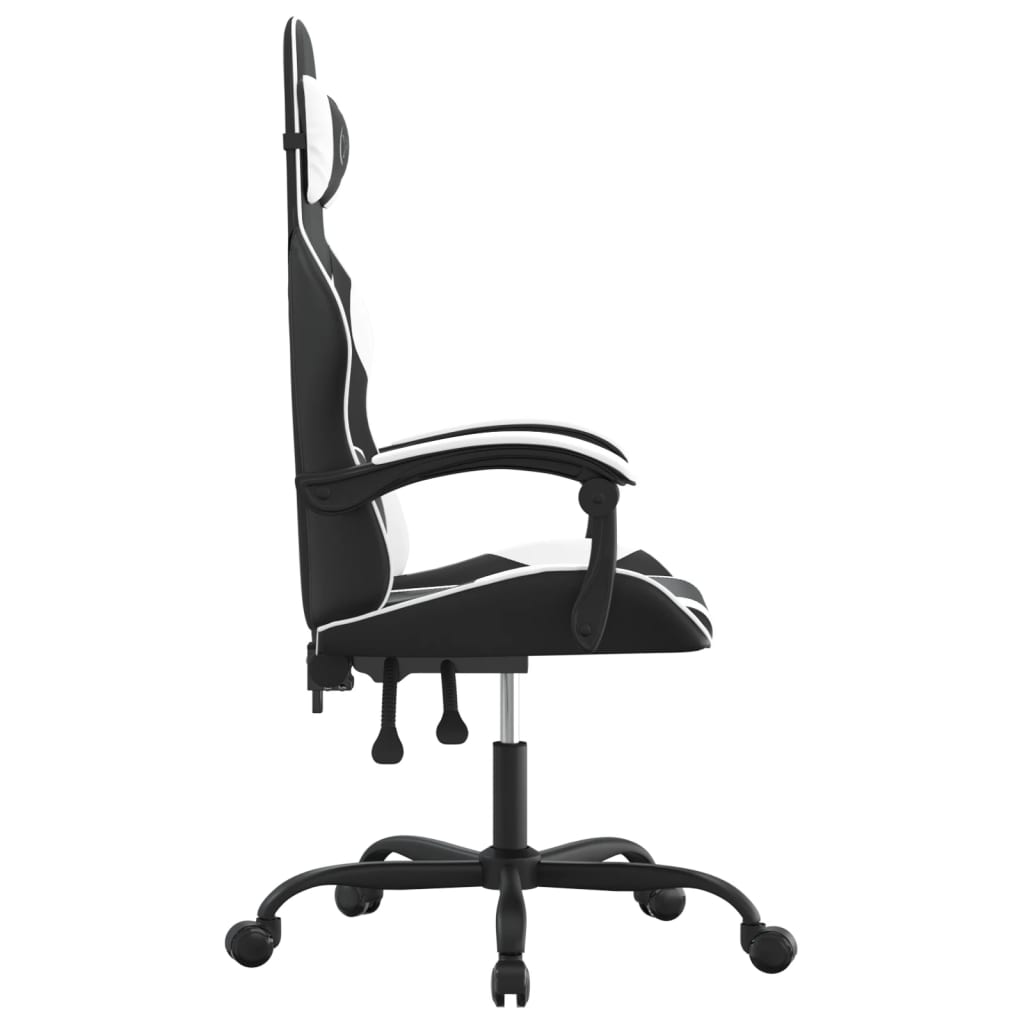 Gaming Chair Black and white Faux leather, metal, plywood