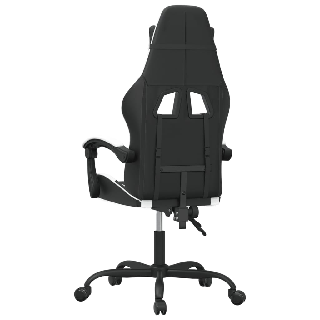 Gaming Chair Black and white Faux leather, metal, plywood