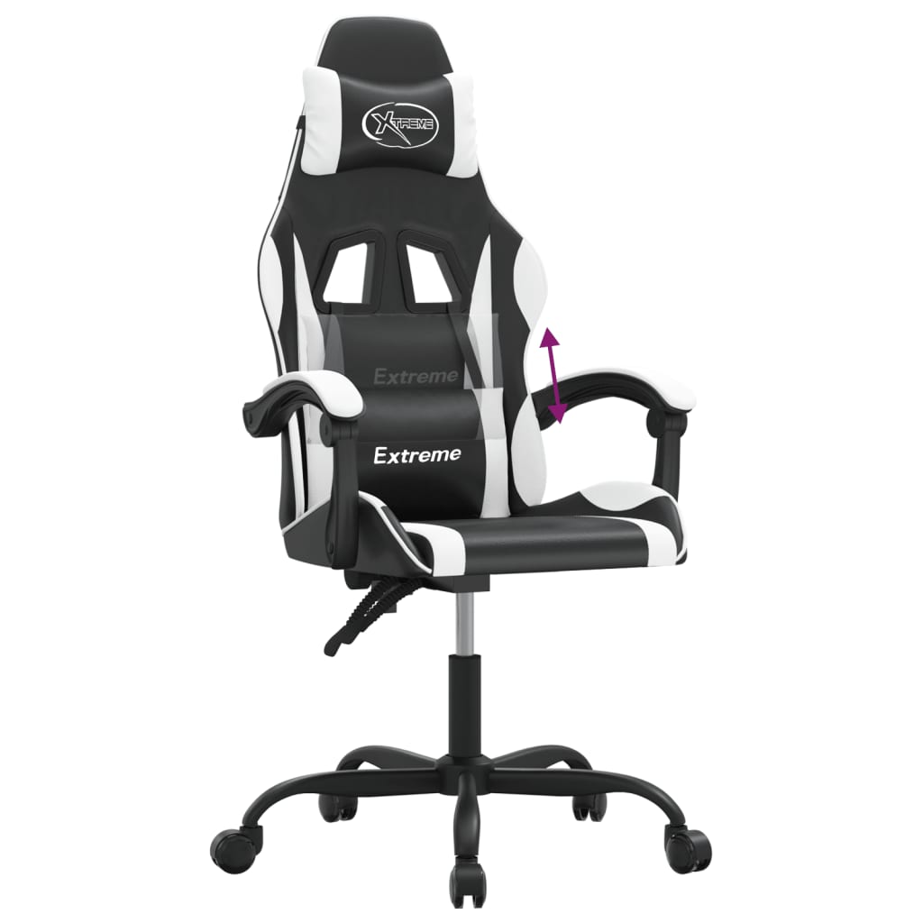 Gaming Chair Black and white Faux leather, metal, plywood