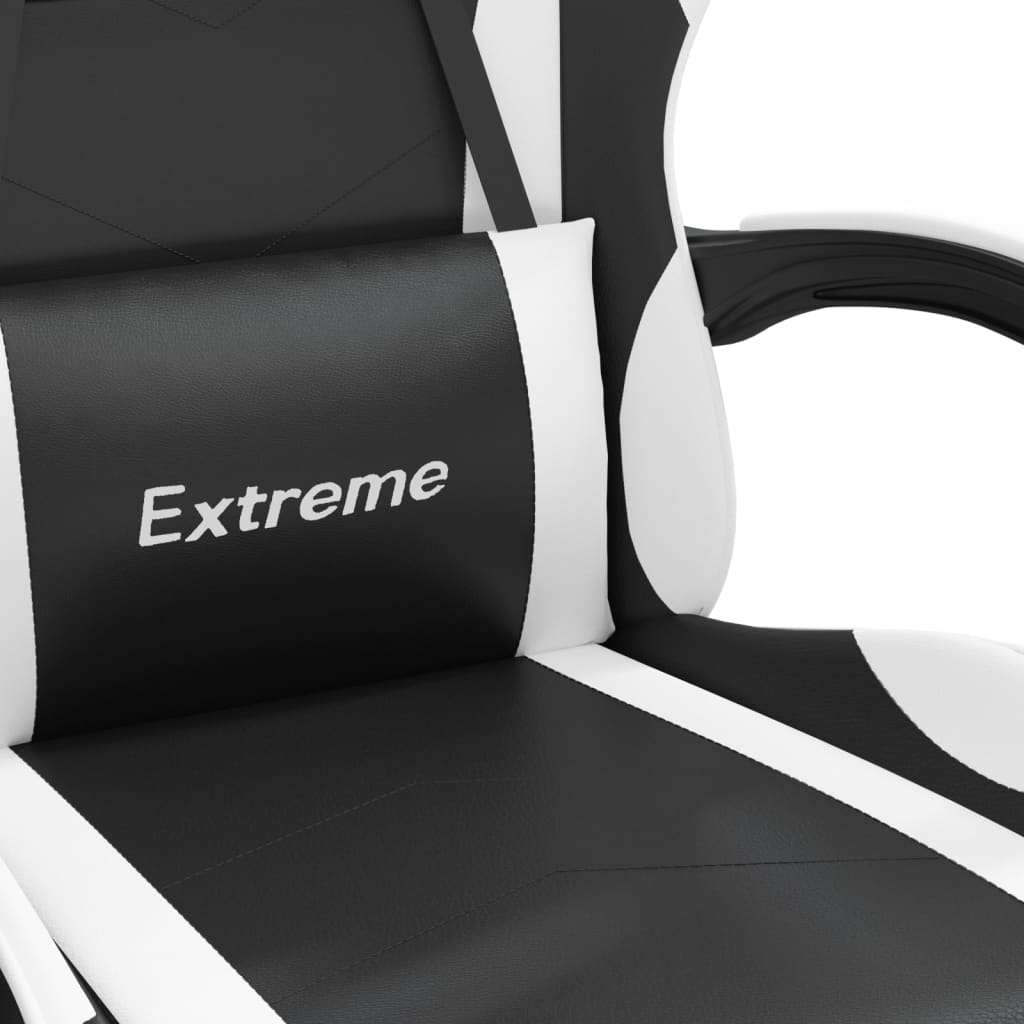 Gaming Chair Black and white Faux leather, metal, plywood