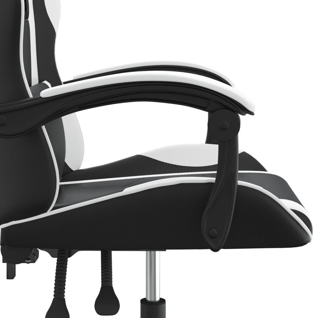 Gaming Chair Black and white Faux leather, metal, plywood