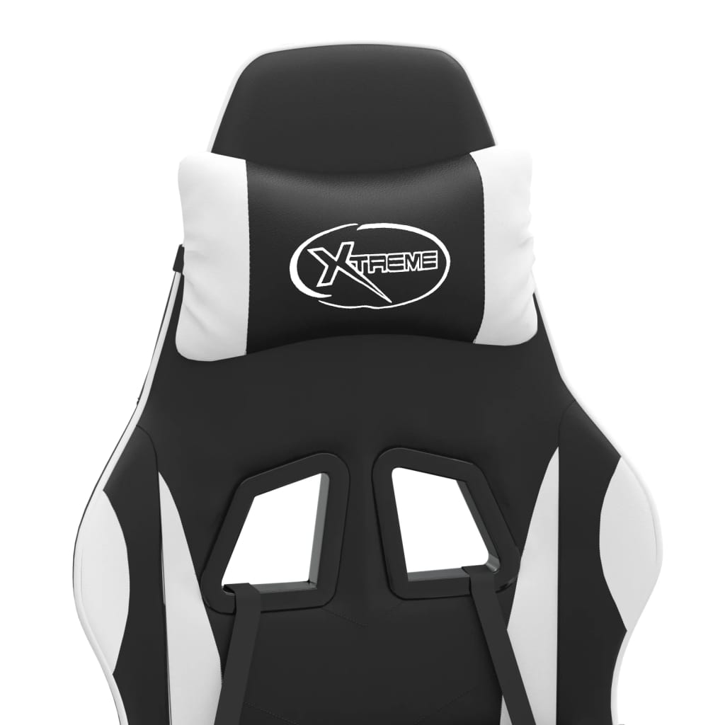 Gaming Chair Black and white Faux leather, metal, plywood