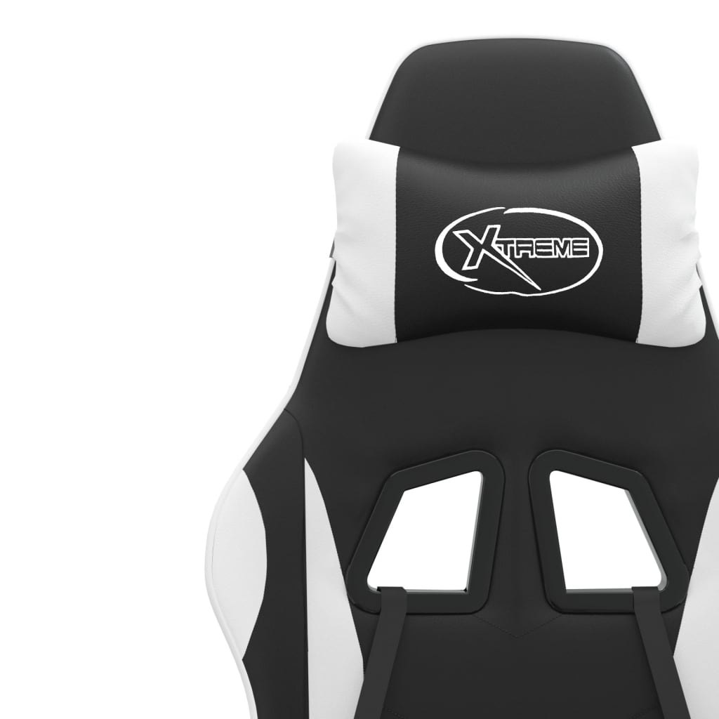 Gaming Chair Black and white Faux leather, metal, plywood