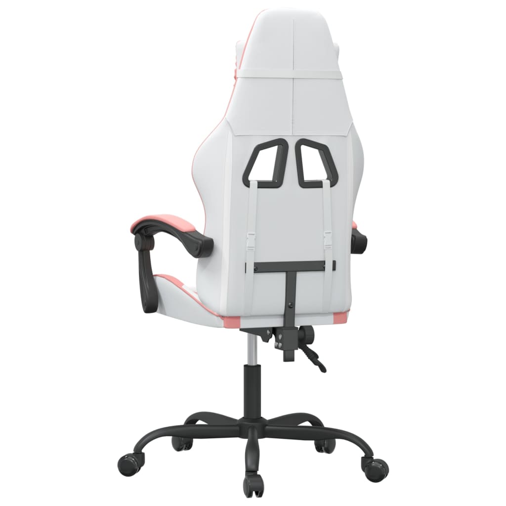 Gaming Chair White and Pink Faux Leather, Foam, Metal, Plywood
