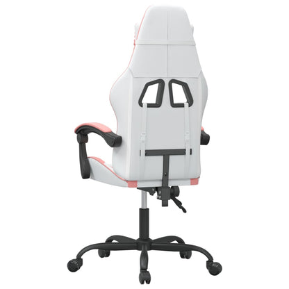 Gaming Chair White and Pink Faux Leather, Foam, Metal, Plywood