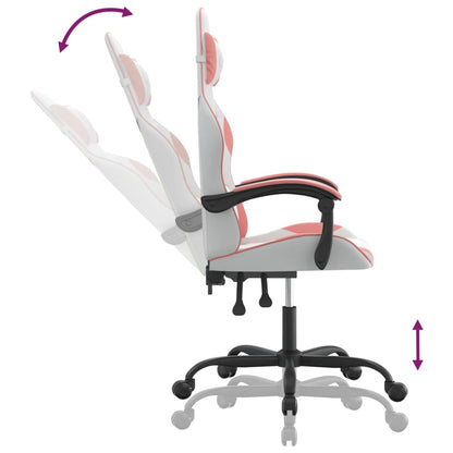 Gaming Chair White and Pink Faux Leather, Foam, Metal, Plywood