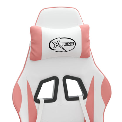 Gaming Chair White and Pink Faux Leather, Foam, Metal, Plywood