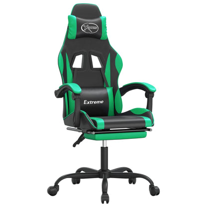 Gaming Chair Black and Green Faux Leather Standard Swivel