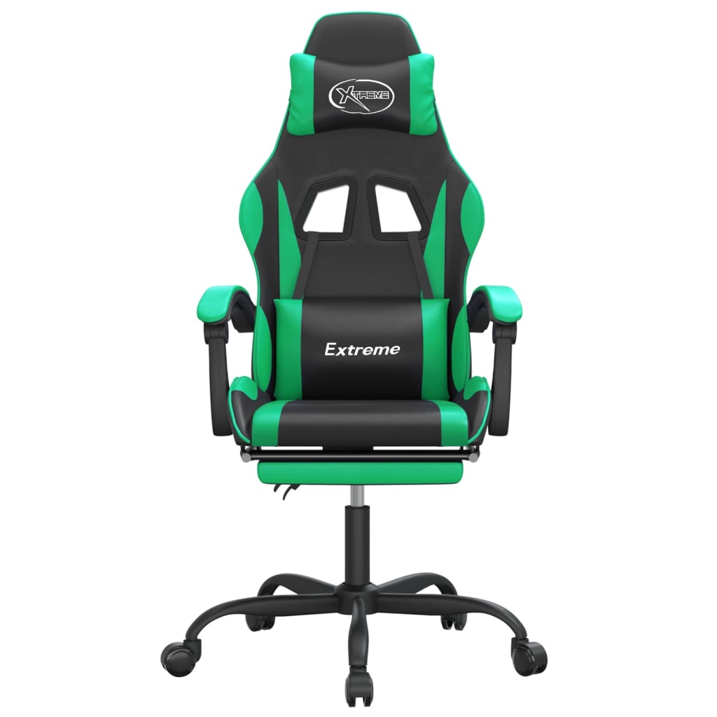 Gaming Chair Black and Green Faux Leather Standard Swivel