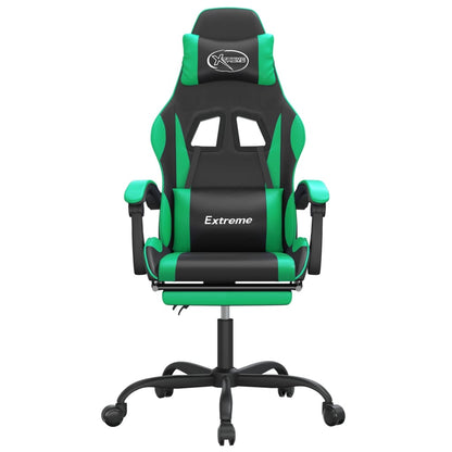 Gaming Chair Black and Green Faux Leather Standard Swivel