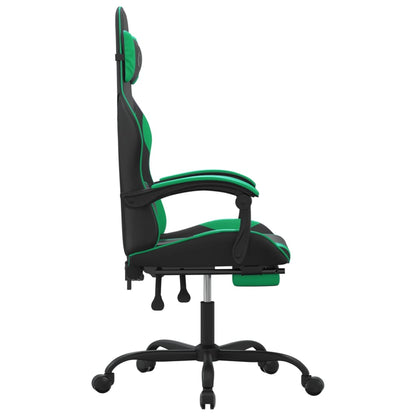 Gaming Chair Black and Green Faux Leather Standard Swivel