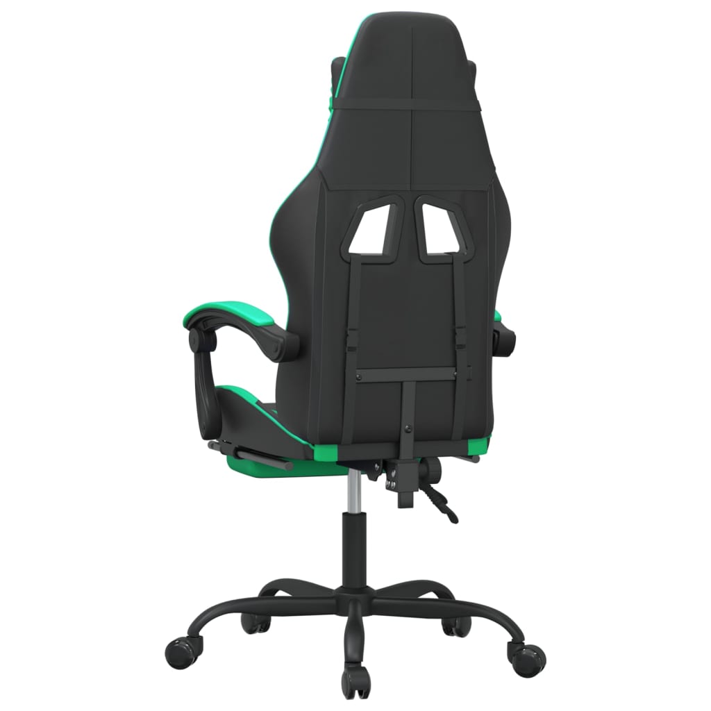 Gaming Chair Black and Green Faux Leather Standard Swivel